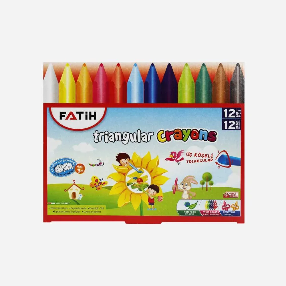 Fatih Üçgen Wax Crayon Mum Boya 12 Renk